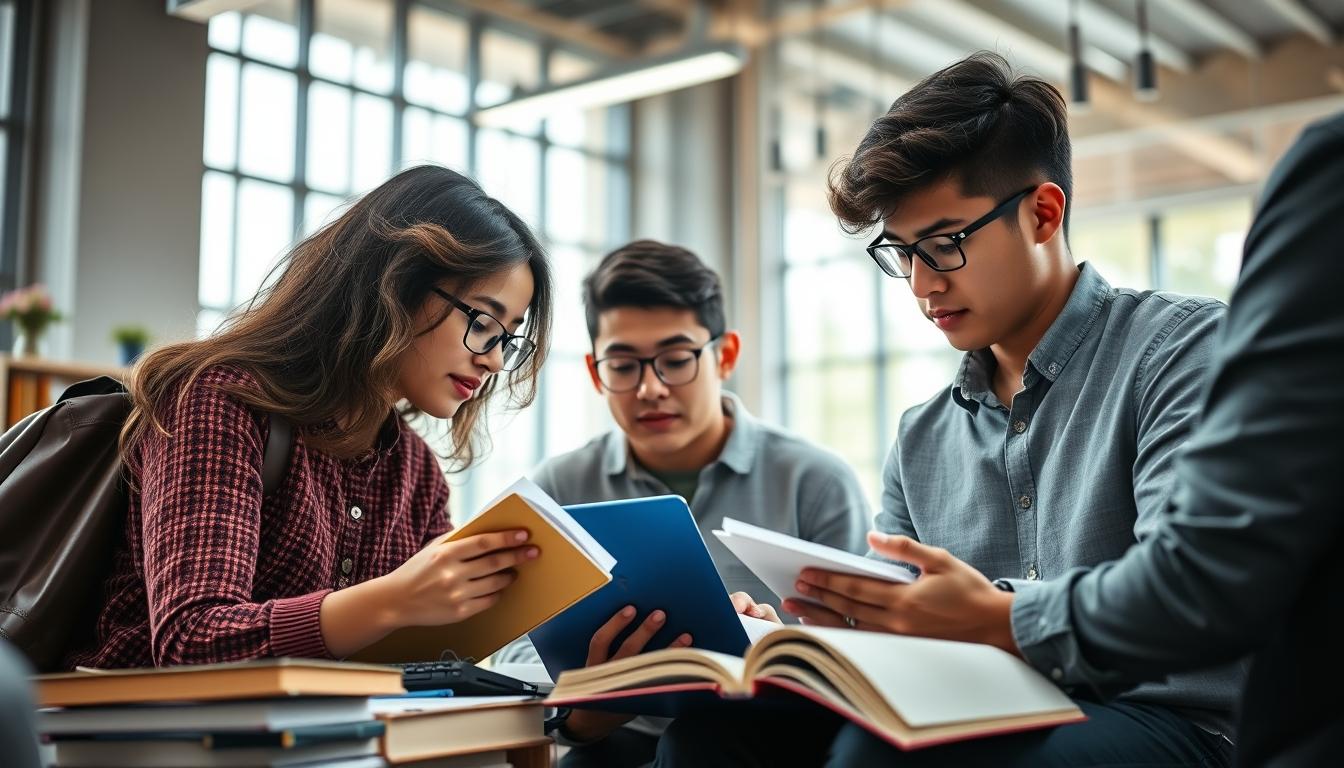 Students collaborating in study space